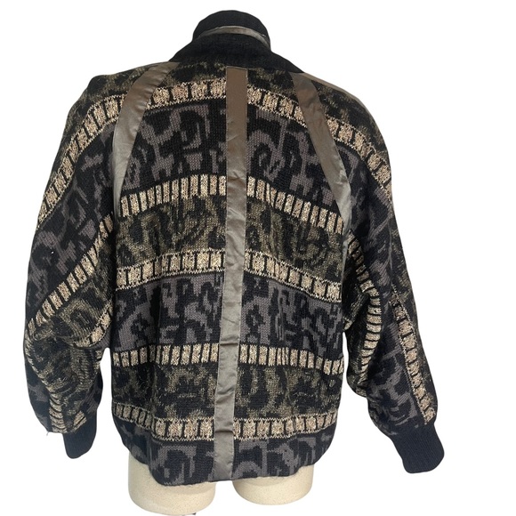 ESCADA Women's Black Geometric Print Knit Wool/Alpaca Oversized Cardigan Size 38 - Picture 8 of 15